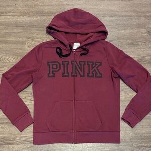 Victoria’s Secret PINK Zip-Up Hoodie Burgundy Maroon | Size Small | NWOT